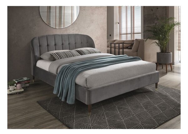 Letto Liguria in velluto grigio – 160×200 cm