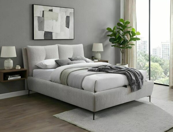 Letto contenitore Pasadena in tessuto strutturato Raven beige – 160x200 cm