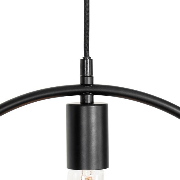 Lampada a sospensione moderna nera con vetro rotondo - Roslini