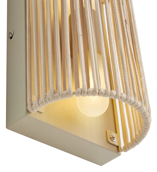 Lampada da parete Japandi beige con corda IP44 - Jayla