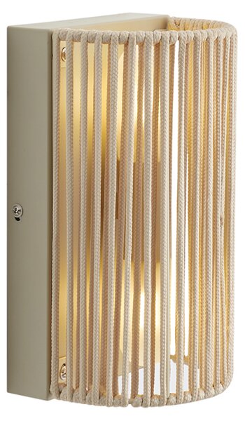 Lampada da parete Japandi beige con corda IP44 - Jayla