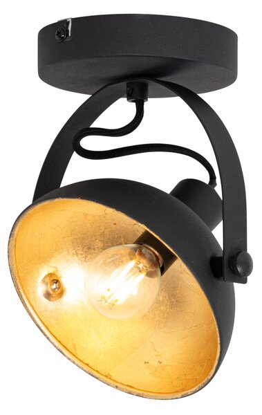 Plafoniera industriale nera con oro 15 cm regolabile - Magnax
