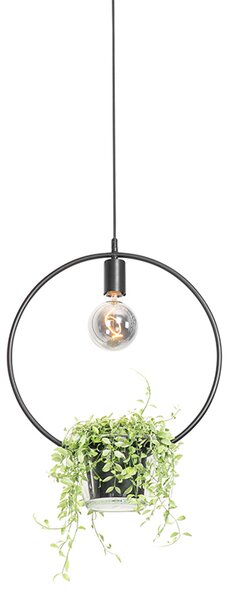 Lampada a sospensione moderna nera con vetro rotondo - Roslini