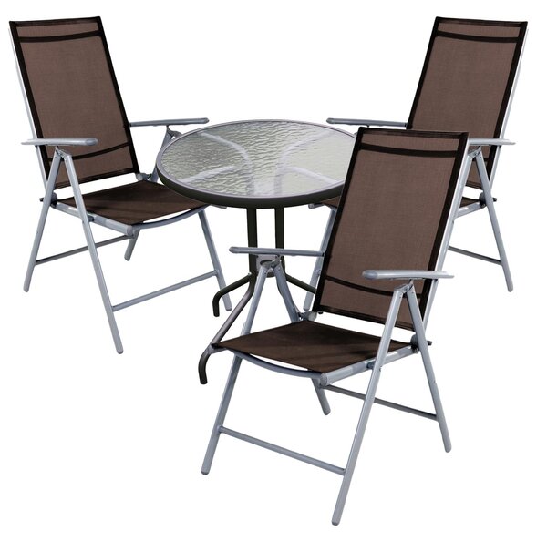 Set da bistrot, 4 pezzi, grigio argento/marrone cioccolato