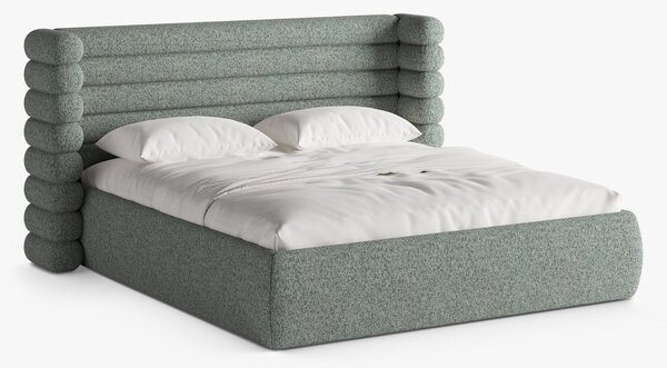 Letto imbottito Mount con contenitore in tessuto strutturato Puente – 200x200 cm