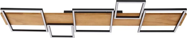 Lindby Lampada da soffitto a LED Galad, nero, legno, 5 sezioni, 140 cm
