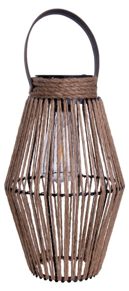 Lampada solare a LED, lanterna, metallo e tessuto, IP44, H 30 cm