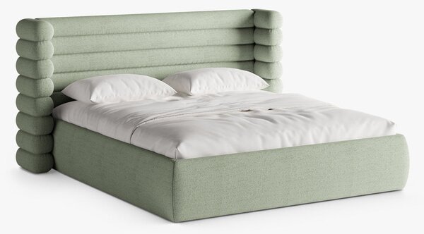 Letto imbottito Mount con contenitore in bouclé Coral - 180x200 cm