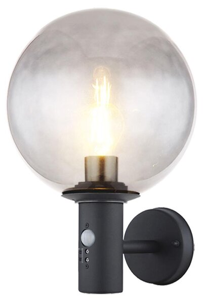 Applique LED, rilevatore di movimento, antracite, vetro fumé, H 37 cm
