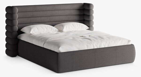 Letto imbottito Mount con contenitore in bouclé Coral - 160x200 cm