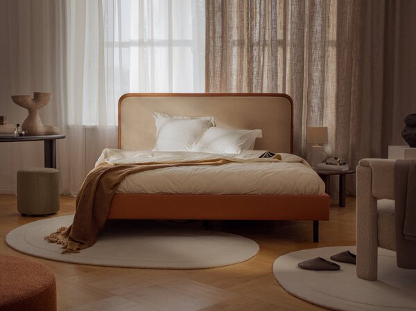 Letto imbottito Aveline in Magic Velvet e pelle vegan Vega - 140x200 cm
