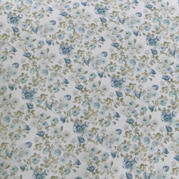 Completo Lenzuola MATRIMONIALE - 250X290 175X205 2 FEDERE 50X80 Bouquet AZZURRO Percalle Caleffi