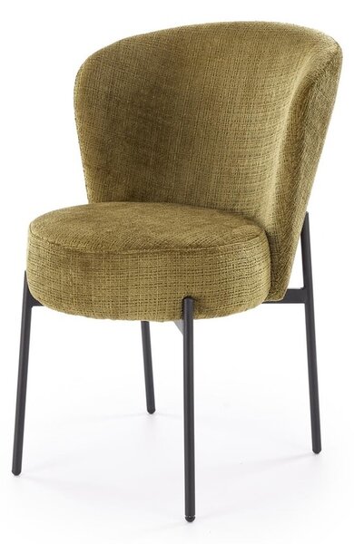 Sedia K590 in tessuto CREMONA color oliva con struttura nera – 55x66x80 cm