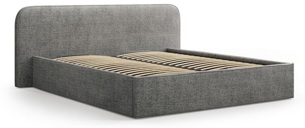 Letto matrimoniale imbottito grigio scuro con contenitore e rete inclusi 180x200 cm Elizabeth – Micadoni