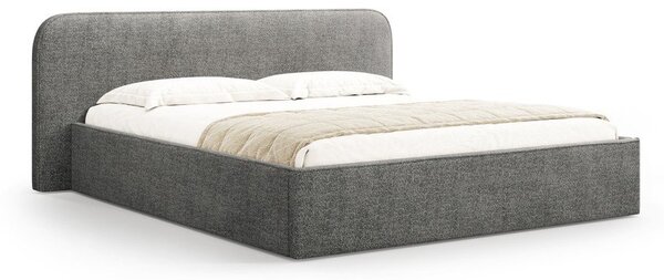 Letto matrimoniale imbottito grigio scuro con contenitore e rete inclusi 180x200 cm Elizabeth – Micadoni