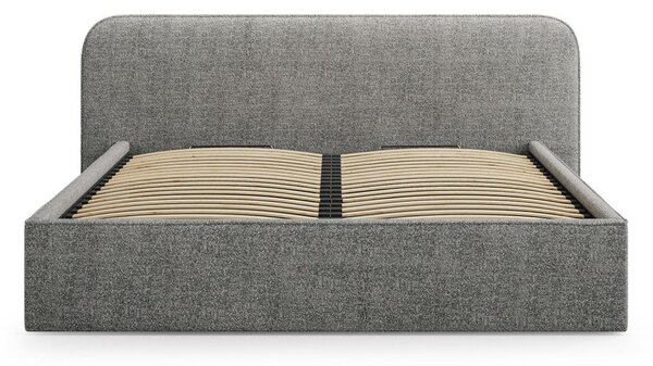 Letto matrimoniale imbottito grigio scuro con contenitore e rete inclusi 180x200 cm Elizabeth – Micadoni