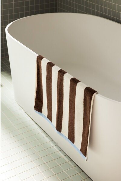 Tappetino per il bagno marrone/color crema in tessuto 50x80 cm Gobo – noo.ma