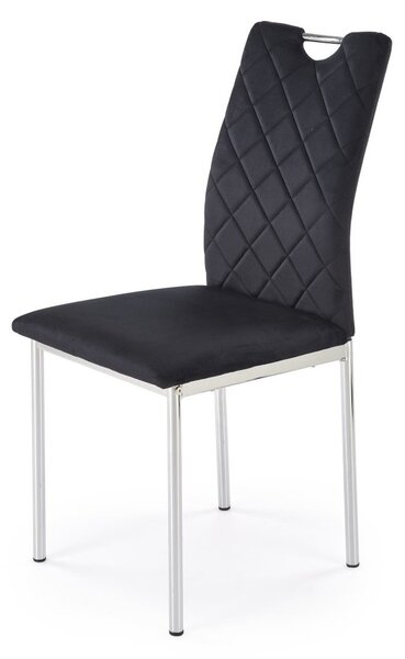 Sedia K578 in velluto nero con struttura cromata