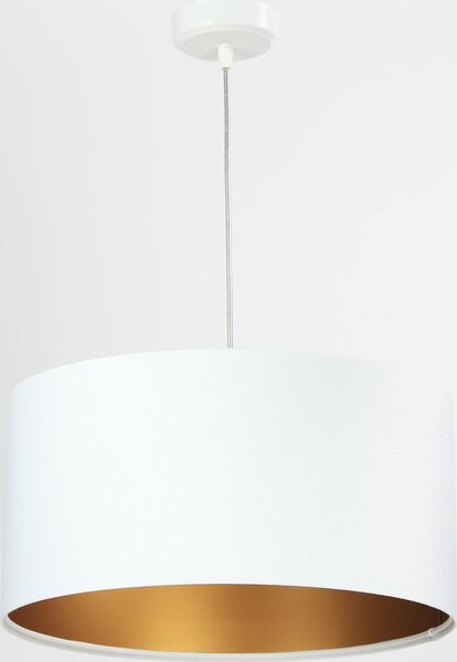 Elegante lampada a sospensione in tessuto bianco oro rotonda Ø40cm tavolo da pranzo soggiorno design retrò luce a sospensione ROSIE