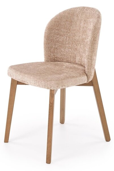 BASSO sedia in legno color noce chiaro con seduta beige CREMONA 14