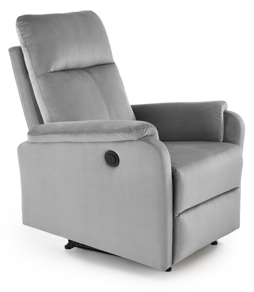 CROCUS poltrona relax con funzione elettrica in velluto grigio chiaro