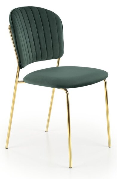 K499 sedia in velluto verde scuro BLUVEL 78 con struttura metallica dorata