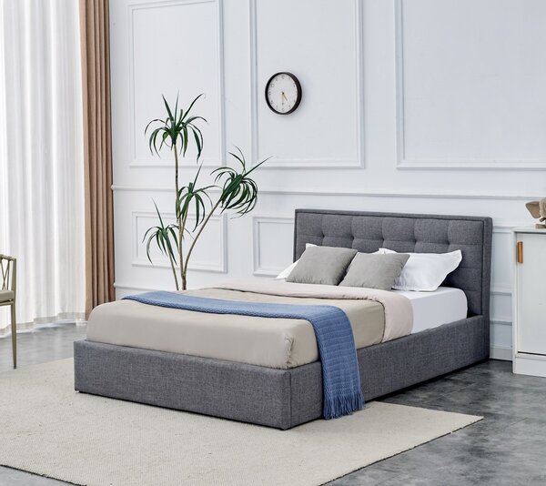 Letto PADVA 140 con contenitore in tessuto grigio – 140x200 cm