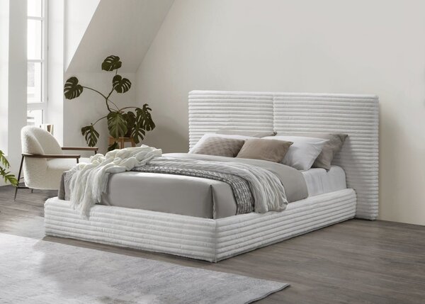 Letto matrimoniale MADERA 160 in tessuto color crema – 160x200 cm