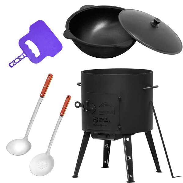 Ø40 Uchag, acciaio 2 mm, Utschak, 12 L, Kazan, vassoio per barbecue, mestolo, mestolo da minestra, Utschak, Utschag, Kazan, cucina da campo, cucina all'aperto, fornello per stufati, fornello da campo