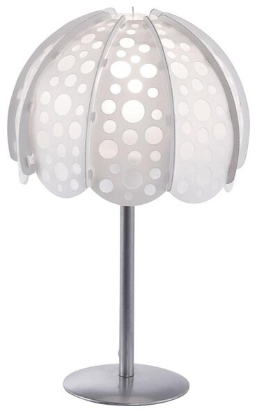 Lampada da tavolo, tessuto, bianca, con fori, altezza 36 cm