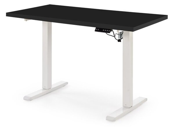Scrivania regolabile B54 con piano nero e struttura bianca – 120x60x75-120 cm