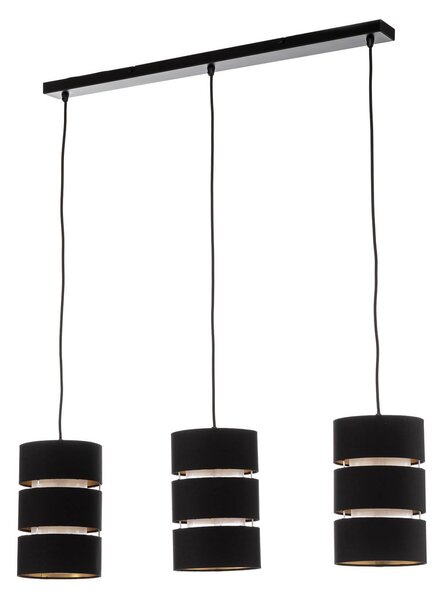 Lindby lampada a sospensione Tsomo, 950 cm, 3 luci, nero, tessuto