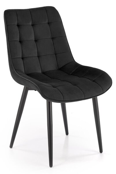 Sedia K580 in velluto nero – struttura in metallo nero
