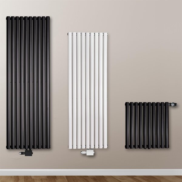 VILSTEIN Radiatore di design piatto, radiatore a pannello, radiatore a pannello, radiatore a parete, attacco centrale e attacco laterale, bianco, doppio strato, 810W, quadrato, 60x60 cm