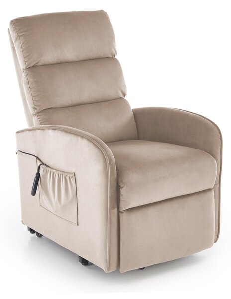 Poltrona relax Maroni in velluto beige – 62x92-165x84-103 cm