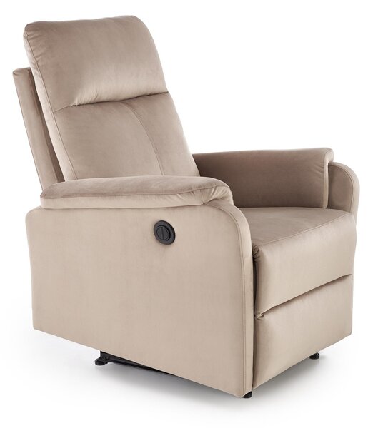 Poltrona reclinabile Crocus in velluto beige – 77x88–155x81–102 cm