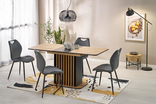 Tavolo allungabile Wilson in rovere artisan e nero – 120-158x77x77 cm