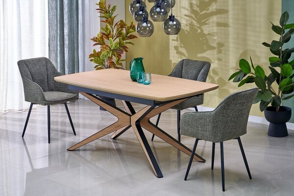 Tavolo James allungabile in finitura naturale e nero – 160-220x90x76 cm