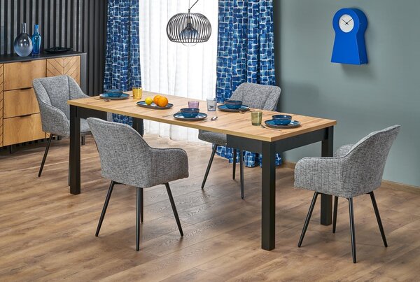Tavolo Qubik allungabile in rovere Artisan e nero – 80-200x80x76 cm