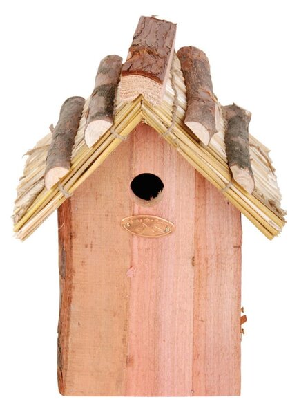 Casetta per uccelli in legno di abete con tetto in paglia, altezza 27 cm Antik - Esschert Design
