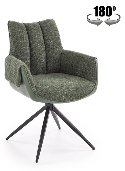 Sedia K579 in tessuto ed ecopelle verde – 65×64×87 cm