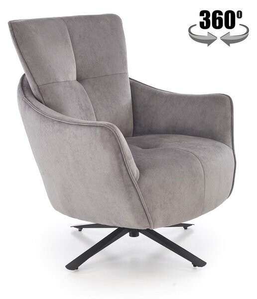 Poltrona relax Scampi girevole in tessuto grigio – 75x86x97 cm