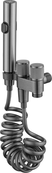 INF Compagno Mini WC in Acciaio Inox valvola angolare doppia uscita doccetta a mano con nucleo in Vetroceramica Grigio