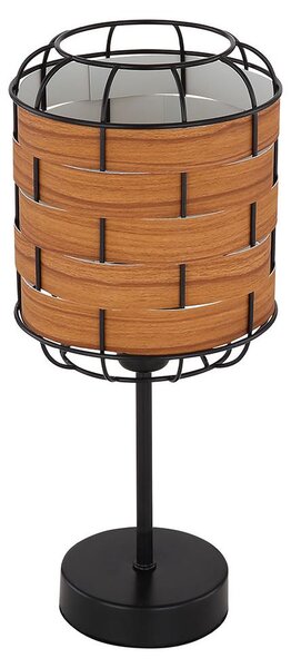 Lampada da tavolo, design a gabbia, aspetto legno, marrone, H 35cm