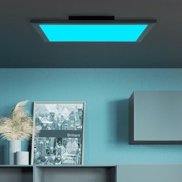 BRILLANTE plafoniera a LED nera ABIE | plafoniera dimmerabile con illuminazione RGB | 40x40cm | 24 W 2400 lumen 2700-6200 Kelvin | metallo/plastica