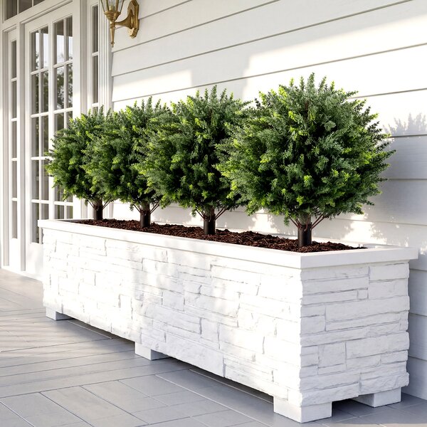 Costway Set di 2 piante artificiali realistiche picchetto in pp e installazione semplice, Pianta finta da interno ed esterno per giardino balcone e soggiorno