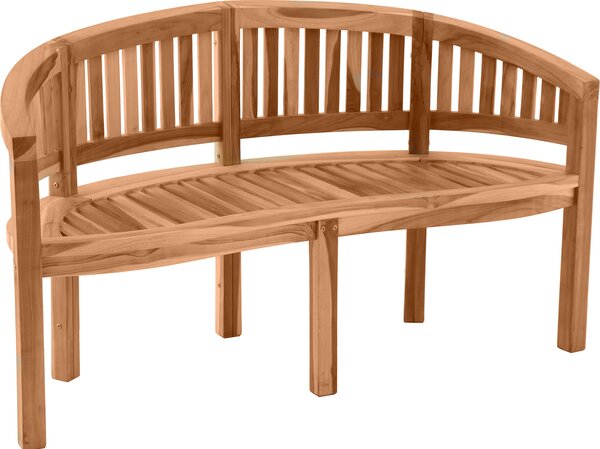 Möbilia Panca da giardino a forma di banana, 150 cm, teak