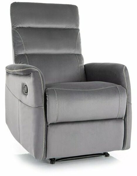 Poltrona reclinabile Solon M Velvet in velluto grigio – 74x86-162x106 cm