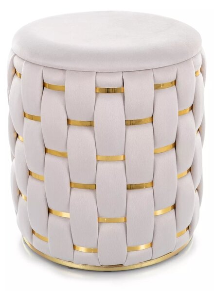 Pouf Tiara Velvet con contenitore in velluto beige chiaro – Ø37x42 cm