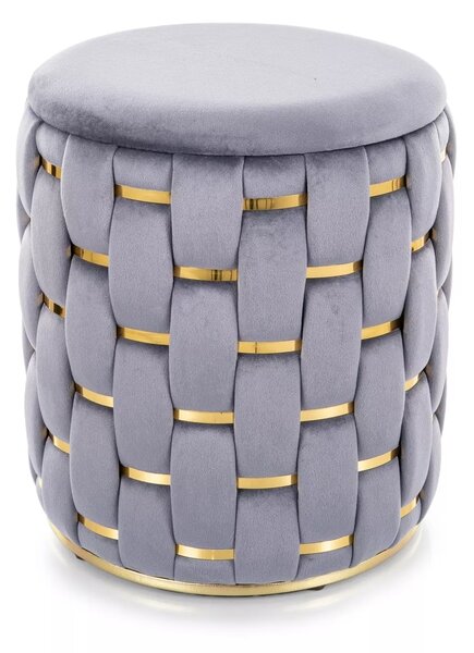 Pouf Tiara Velvet con contenitore in velluto grigio – Ø37x42 cm